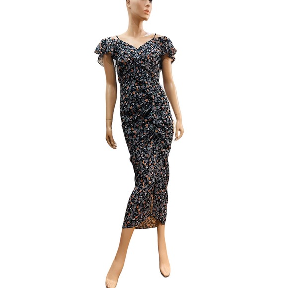 Veronica Beard Marilyn Cold Shoulder 100% Silk Dress Size 2 - Picture 4 of 14